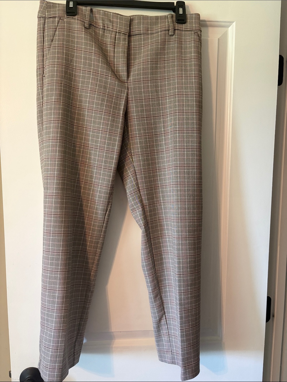 LOFT Plaid Ankle Pants in Beige and Brown